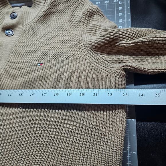 Vintage Tommy Hilfiger Cardigan Mens Large Brown Y2K Ribbed Knit Preppy Academia - Picture 8 of 10
